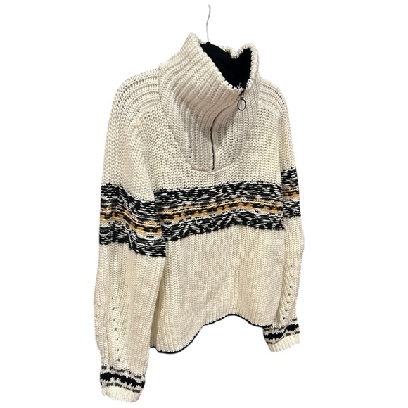 NWT JOHN + JENN Febe Sunrise Chunky Knit Finnel Neck Fair Isle‎ Sweater M - Picture 2 of 11
